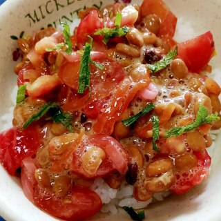 納豆の食べ方-トマト＆梅しそ生姜♪